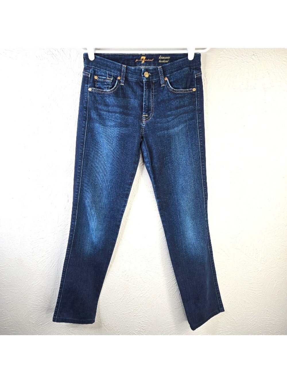 7 For All Mankind Slim Bootcut Jeans 28 High Rise Dark Blue Wash Stretch Denim